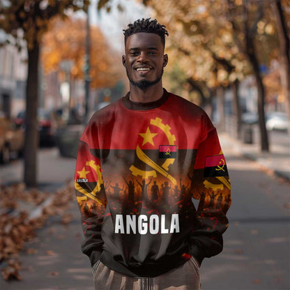 Angola Sweatshirt Red Black Yellow Grunge - African Pride