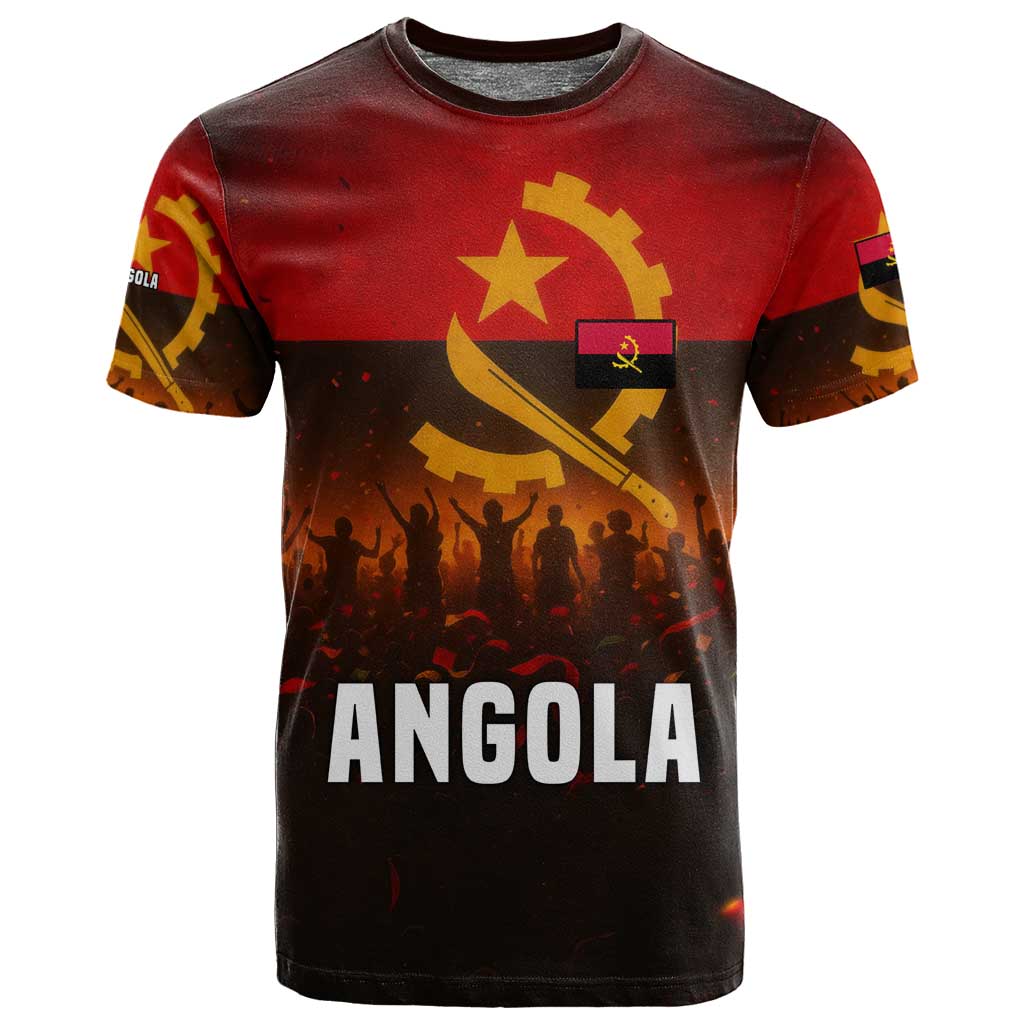 Angola T shirt Red Black Yellow Grunge - African Pride