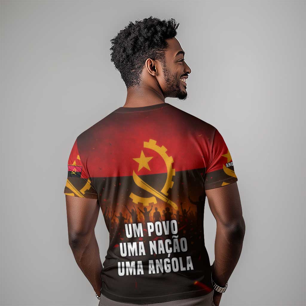 Angola T shirt Red Black Yellow Grunge - African Pride