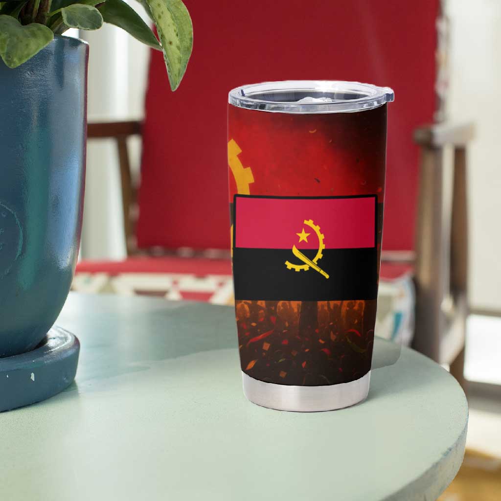 Angola Tumbler Cup Red Black Yellow Grunge - African Pride