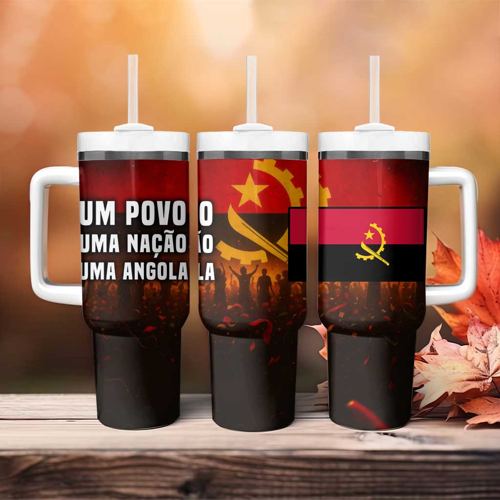 Angola Tumbler With Handle Red Black Yellow Grunge - African Pride