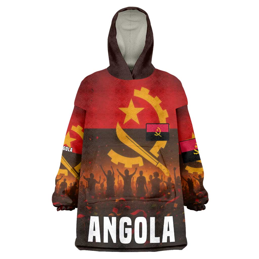 Angola Wearable Blanket Hoodie Red Black Yellow Grunge - African Pride