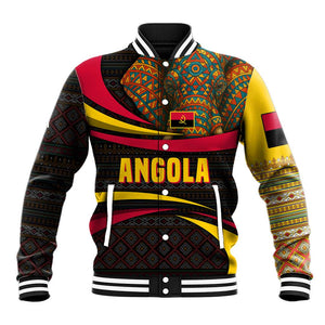 Angola Baseball Jacket Red Black Yellow Tribal and Elephant - African Pride