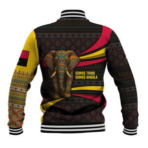 Angola Baseball Jacket Red Black Yellow Tribal and Elephant - African Pride