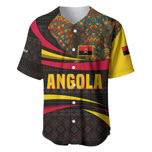 Angola Baseball Jersey Red Black Yellow Tribal and Elephant - African Pride