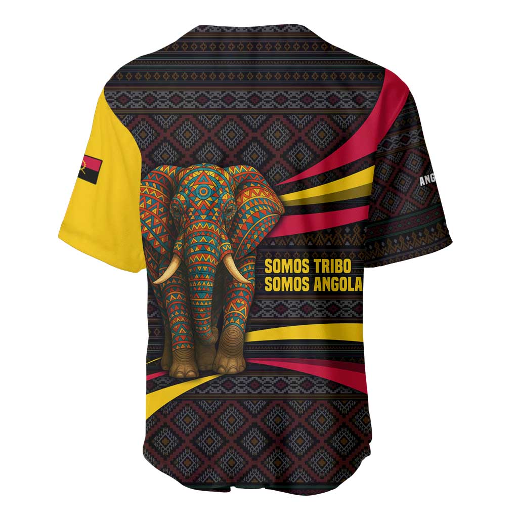 Angola Baseball Jersey Red Black Yellow Tribal and Elephant - African Pride
