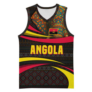 Angola Basketball Jersey Red Black Yellow Tribal and Elephant - African Pride