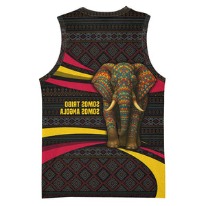 Angola Basketball Jersey Red Black Yellow Tribal and Elephant - African Pride