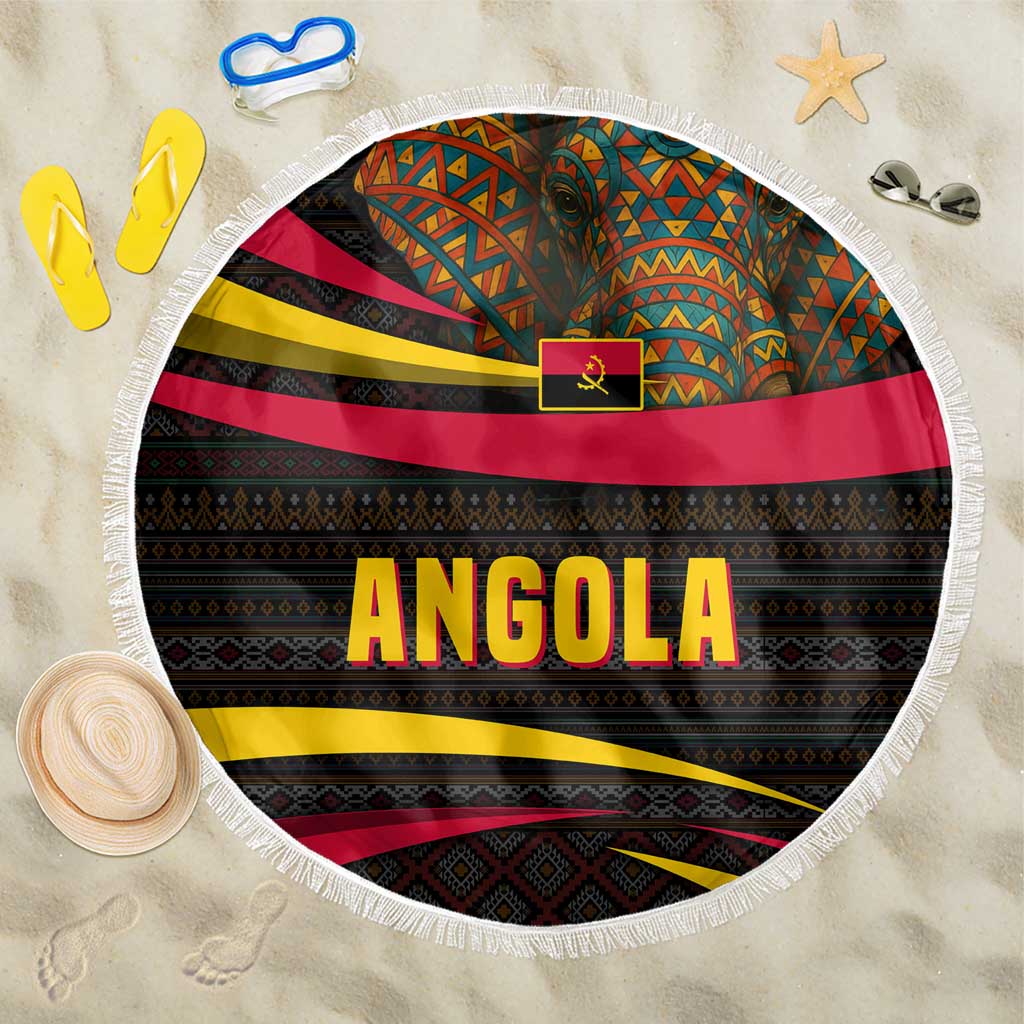 Angola Beach Blanket Red Black Yellow Tribal and Elephant - African Pride