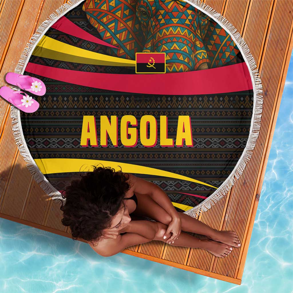Angola Beach Blanket Red Black Yellow Tribal and Elephant - African Pride