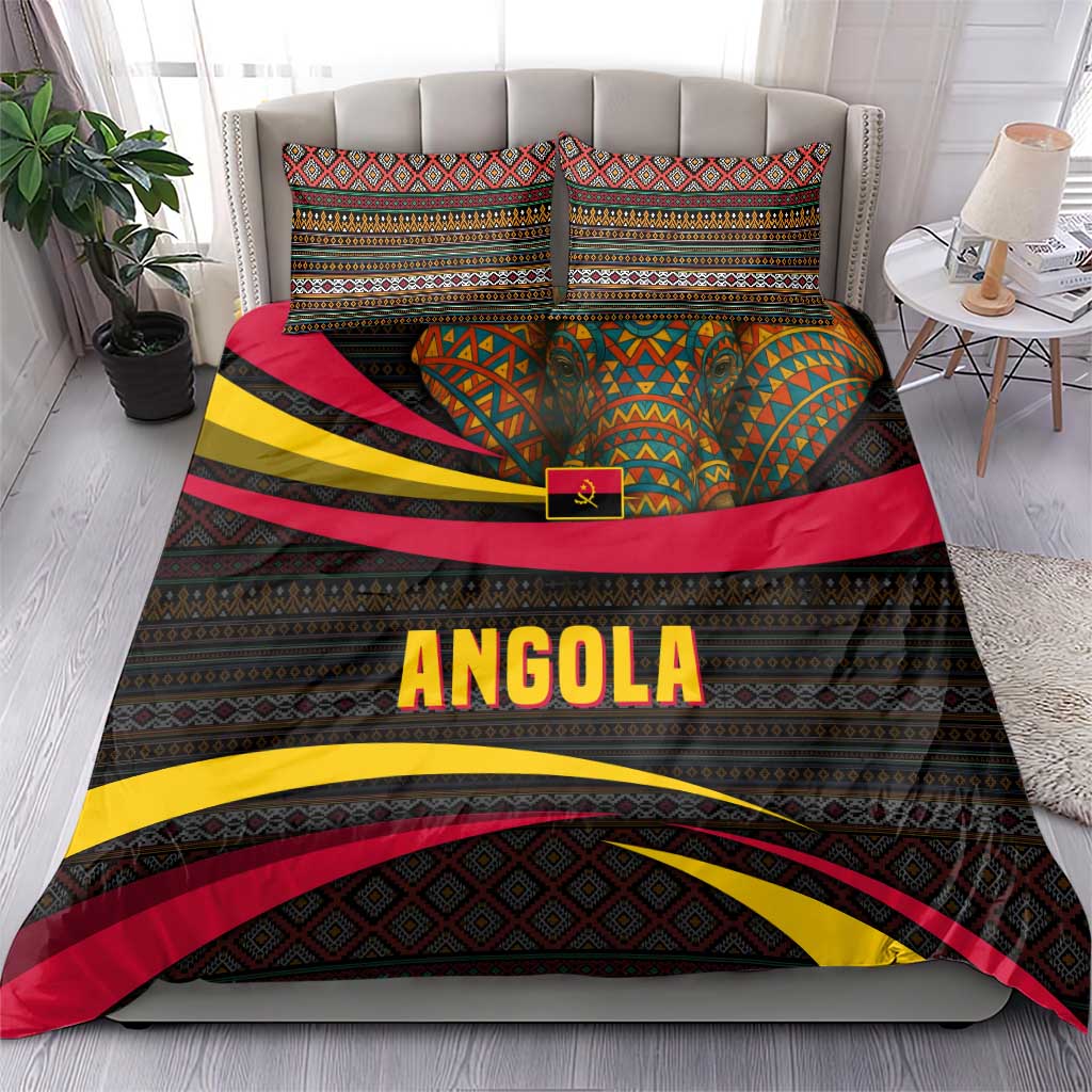 Angola Bedding Set Red Black Yellow Tribal and Elephant - African Pride