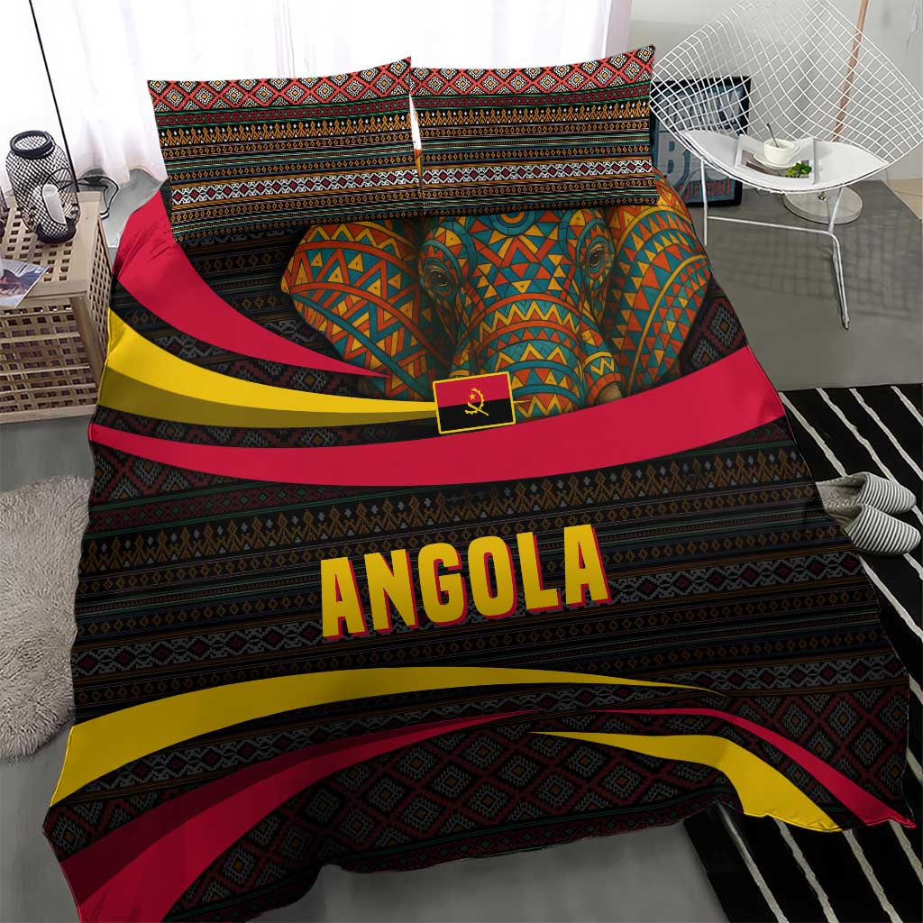 Angola Bedding Set Red Black Yellow Tribal and Elephant - African Pride