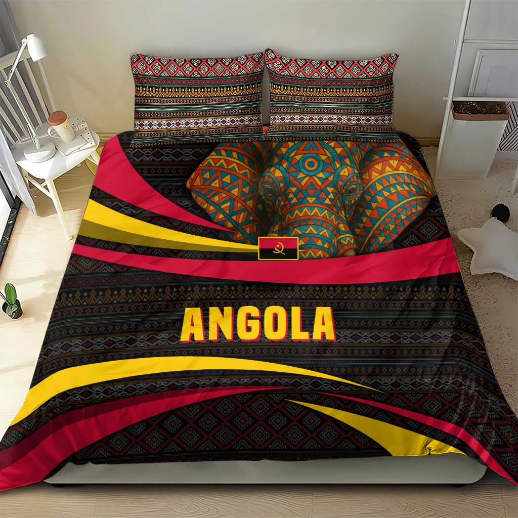 Angola Bedding Set Red Black Yellow Tribal and Elephant - African Pride