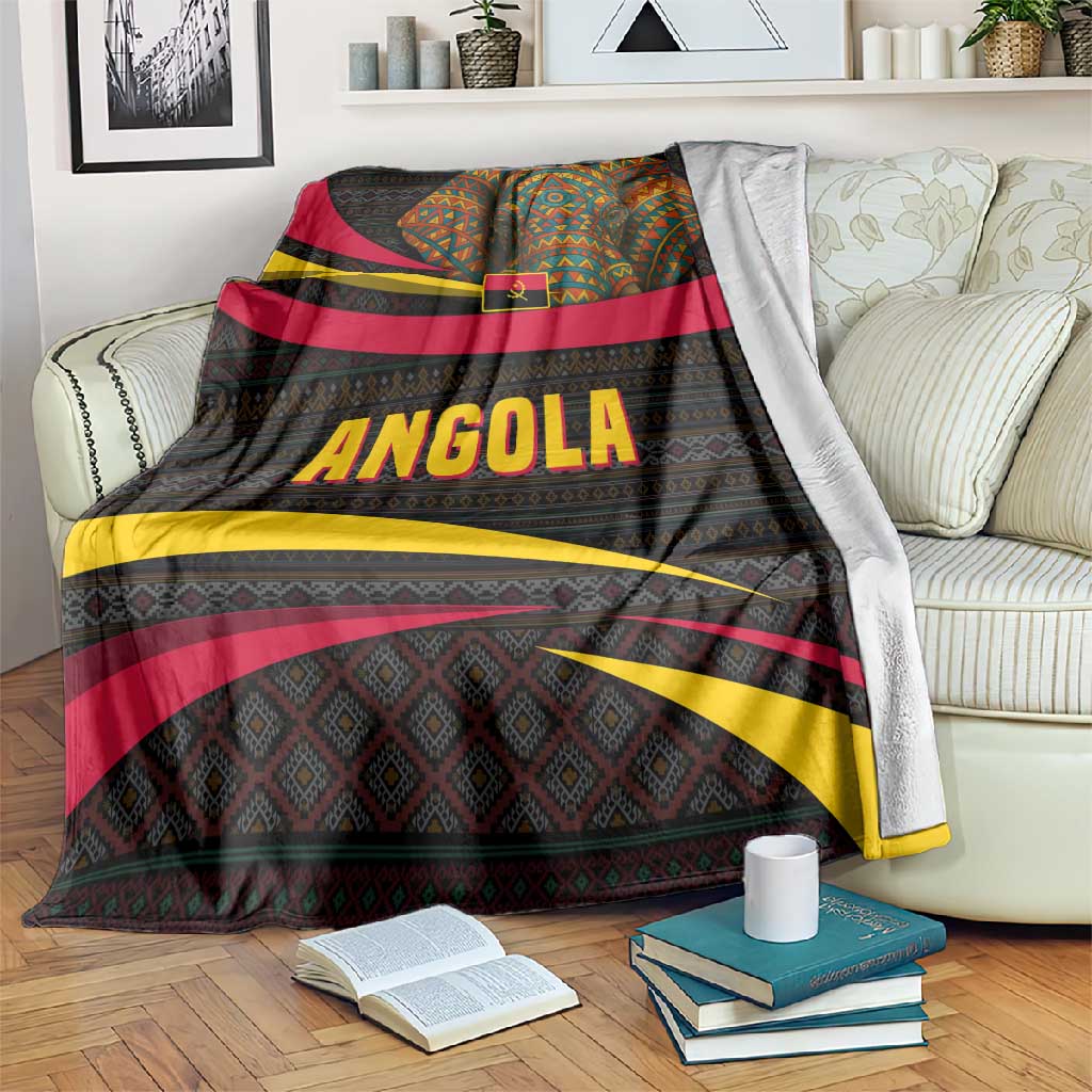 Angola Blanket Red Black Yellow Tribal and Elephant - African Pride