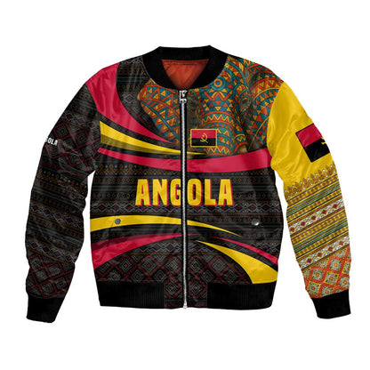 Angola Bomber Jacket Red Black Yellow Tribal and Elephant - African Pride