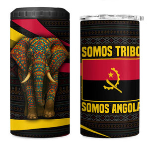 Angola 4 in 1 Can Cooler Tumbler Red Black Yellow Tribal and Elephant - African Pride