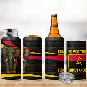 Angola 4 in 1 Can Cooler Tumbler Red Black Yellow Tribal and Elephant - African Pride