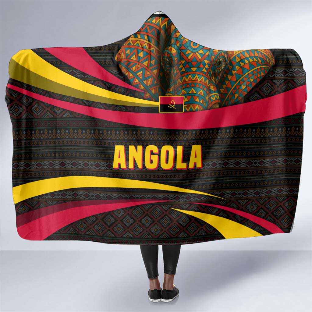 Angola Hooded Blanket Red Black Yellow Tribal and Elephant - African Pride