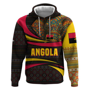 Angola Hoodie Red Black Yellow Tribal and Elephant - African Pride