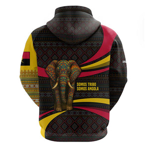 Angola Hoodie Red Black Yellow Tribal and Elephant - African Pride