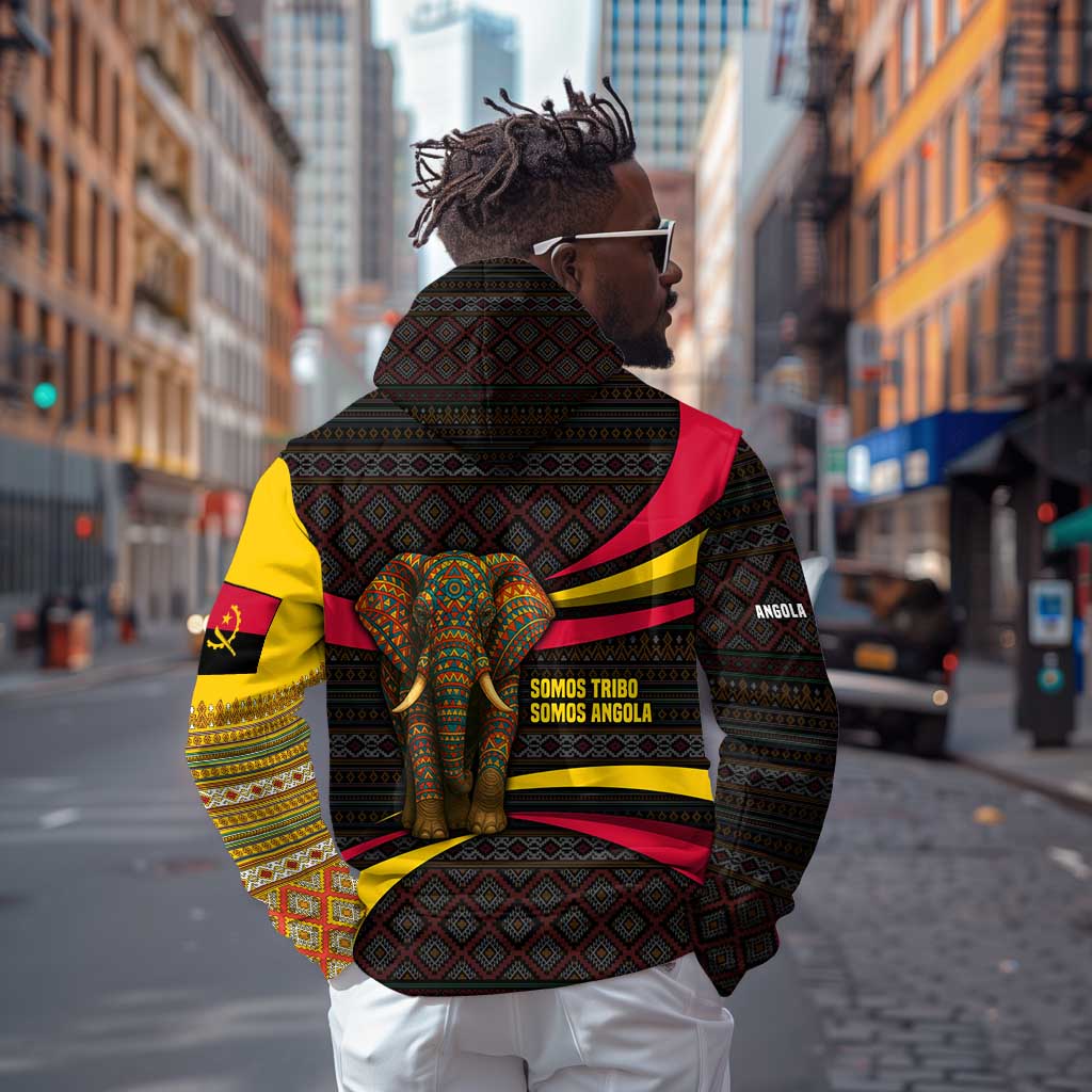 Angola Hoodie Red Black Yellow Tribal and Elephant - African Pride