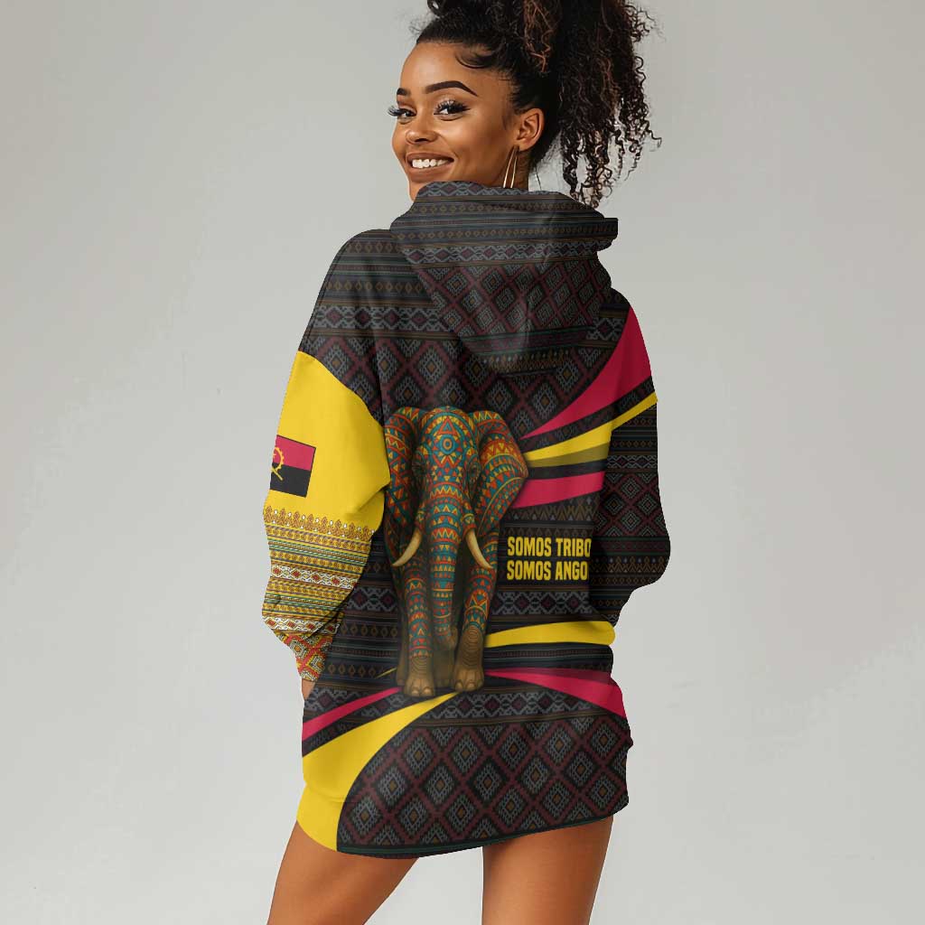 Angola Hoodie Dress Red Black Yellow Tribal and Elephant - African Pride