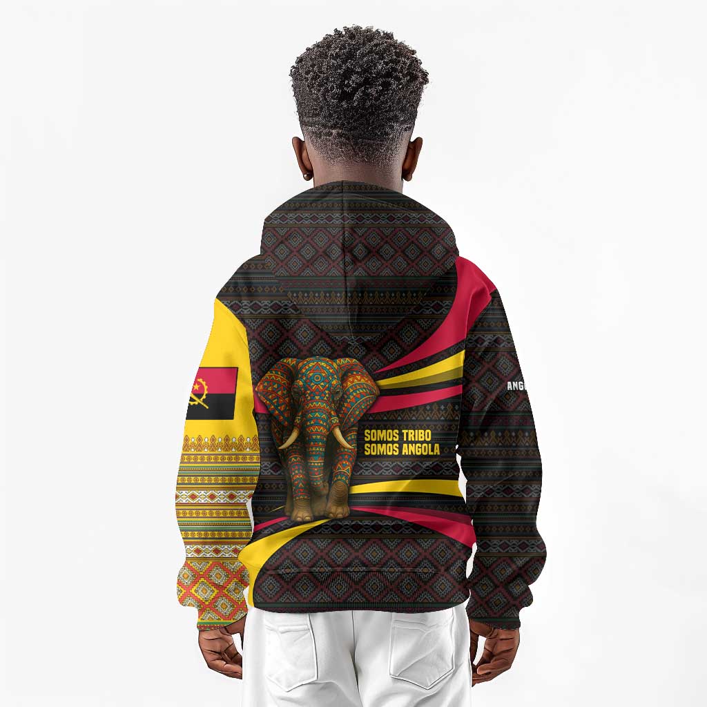 Angola Kid Hoodie Red Black Yellow Tribal and Elephant - African Pride