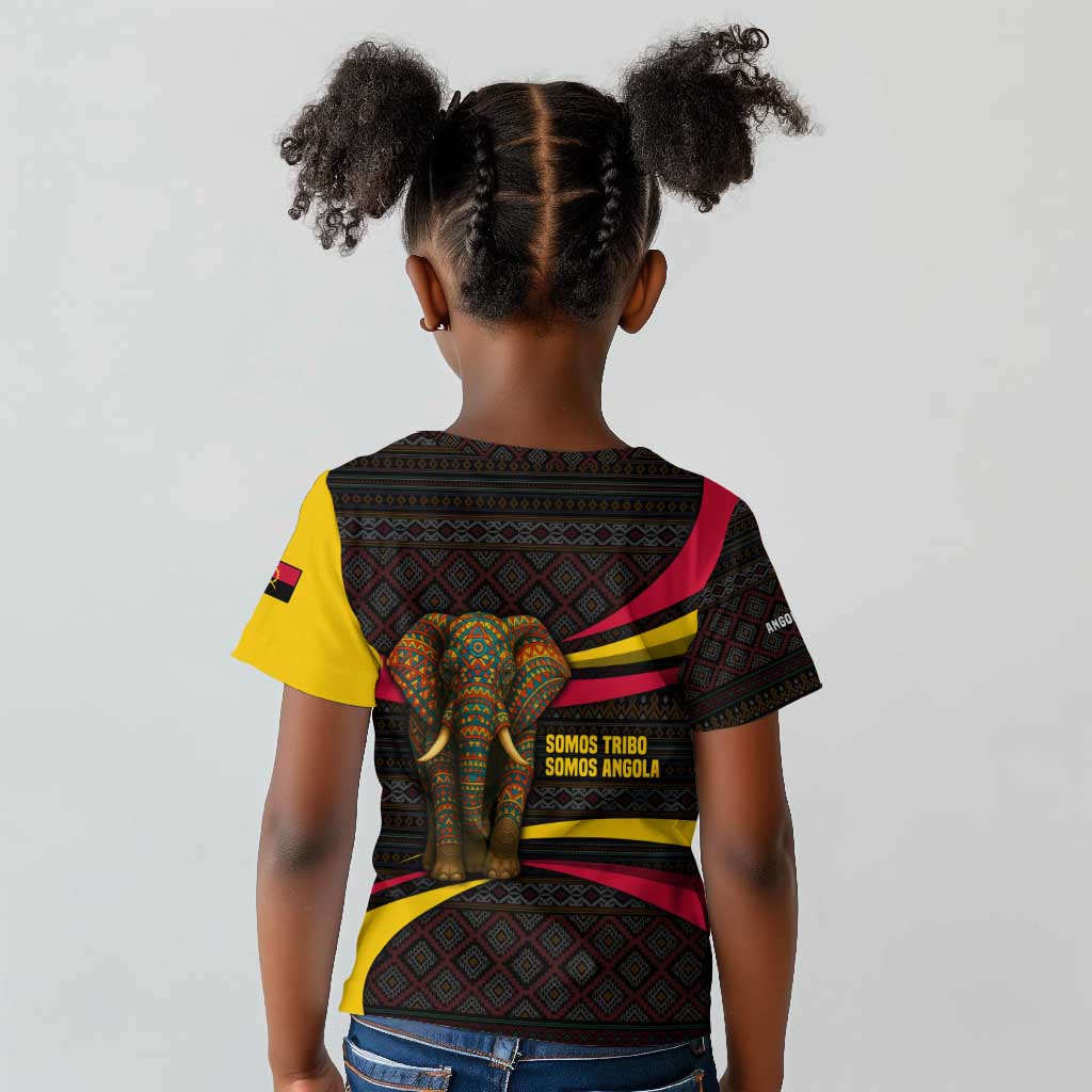 Angola Kid T shirt Red Black Yellow Tribal and Elephant - African Pride