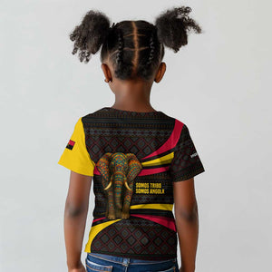 Angola Kid T shirt Red Black Yellow Tribal and Elephant - African Pride