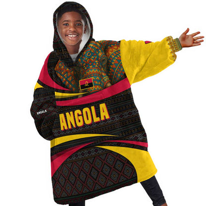 Angola Kid Wearable Blanket Hoodie Red Black Yellow Tribal and Elephant - African Pride