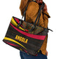 Angola Leather Tote Bag Red Black Yellow Tribal and Elephant - African Pride