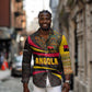 Angola Long Sleeve Button Shirt Red Black Yellow Tribal and Elephant - African Pride