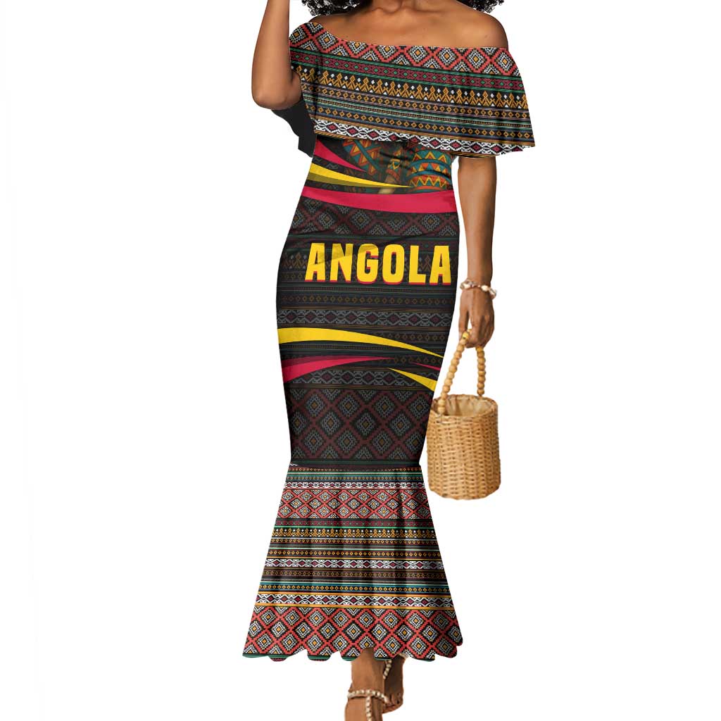 Angola Mermaid Dress Red Black Yellow Tribal and Elephant - African Pride