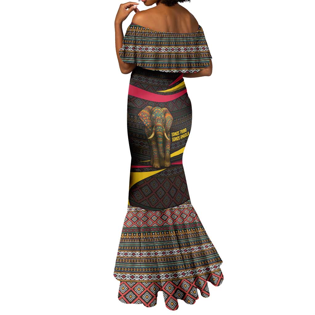 Angola Mermaid Dress Red Black Yellow Tribal and Elephant - African Pride