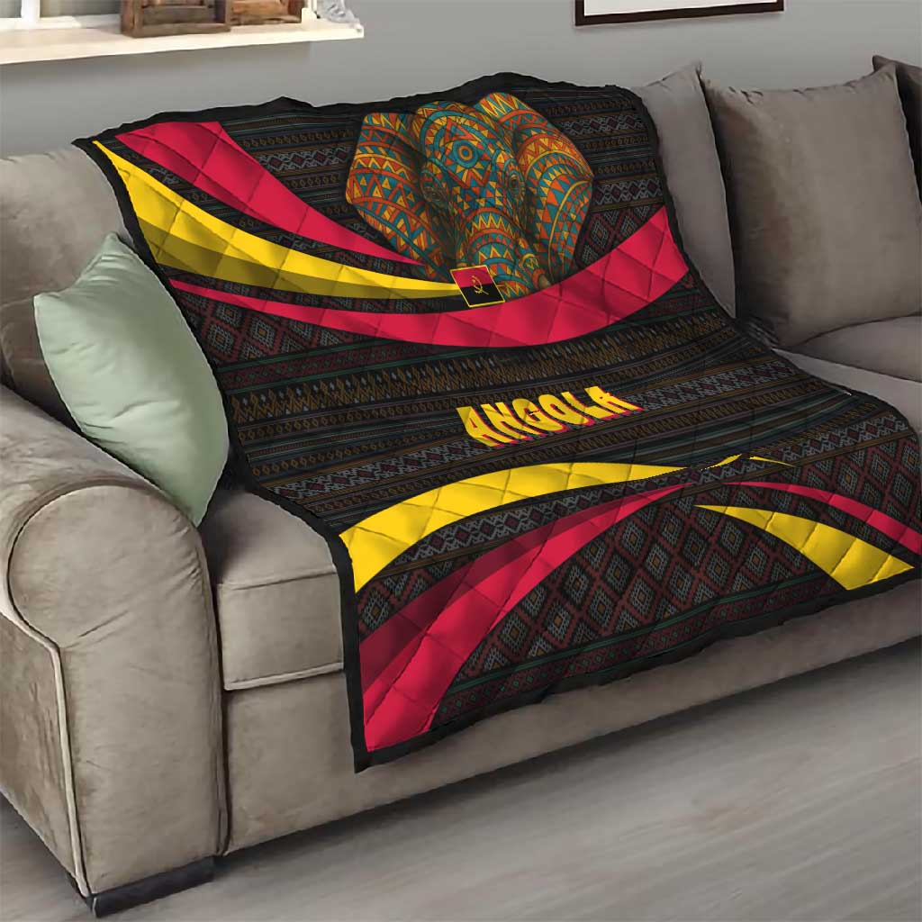 Angola Quilt Red Black Yellow Tribal and Elephant - African Pride