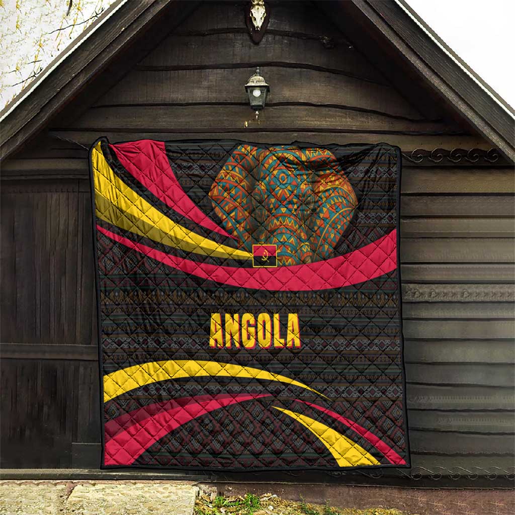 Angola Quilt Red Black Yellow Tribal and Elephant - African Pride
