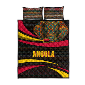 Angola Quilt Bed Set Red Black Yellow Tribal and Elephant - African Pride
