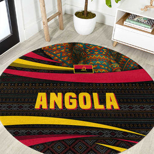 Angola Round Carpet Red Black Yellow Tribal and Elephant - African Pride