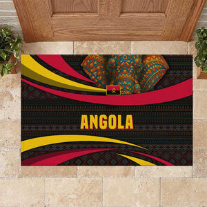 Angola Rubber Doormat Red Black Yellow Tribal and Elephant - African Pride