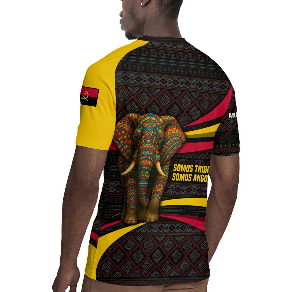 Angola Rugby Jersey Red Black Yellow Tribal and Elephant - African Pride