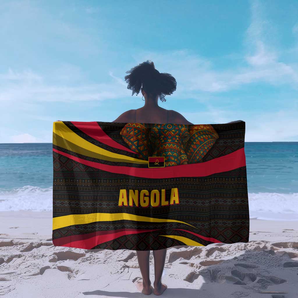 Angola Sarong Red Black Yellow Tribal and Elephant - African Pride
