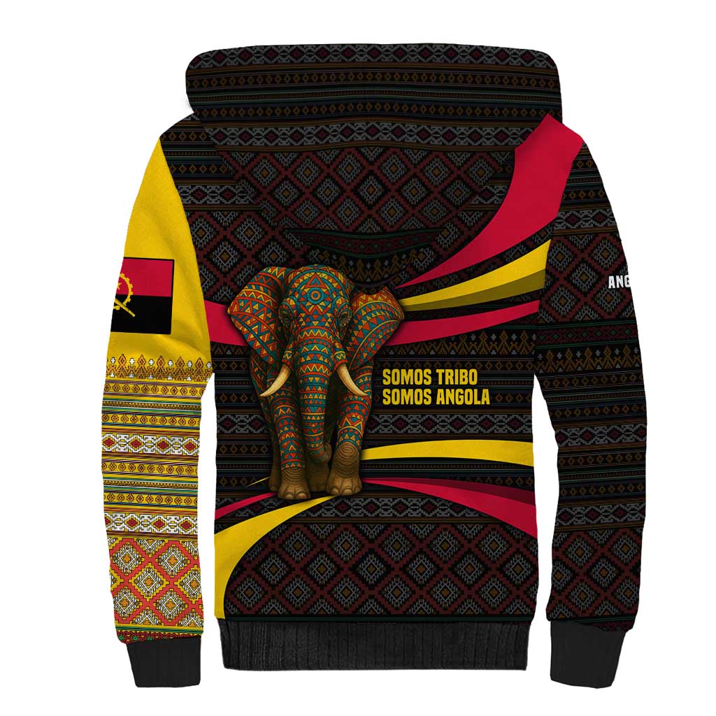 Angola Sherpa Hoodie Red Black Yellow Tribal and Elephant - African Pride