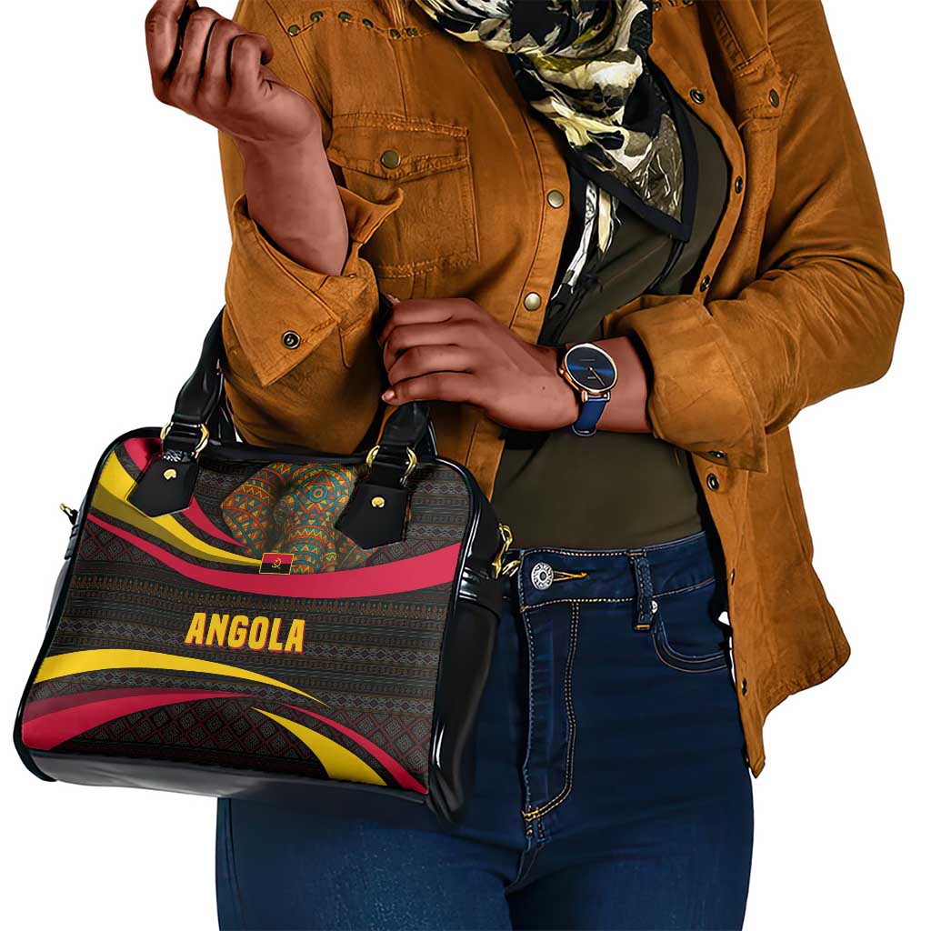 Angola Shoulder Handbag Red Black Yellow Tribal and Elephant - African Pride