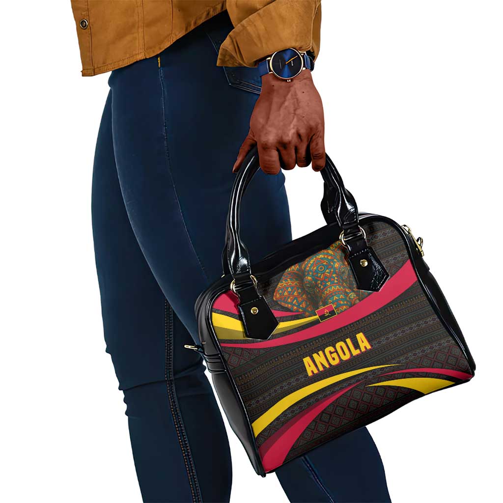 Angola Shoulder Handbag Red Black Yellow Tribal and Elephant - African Pride