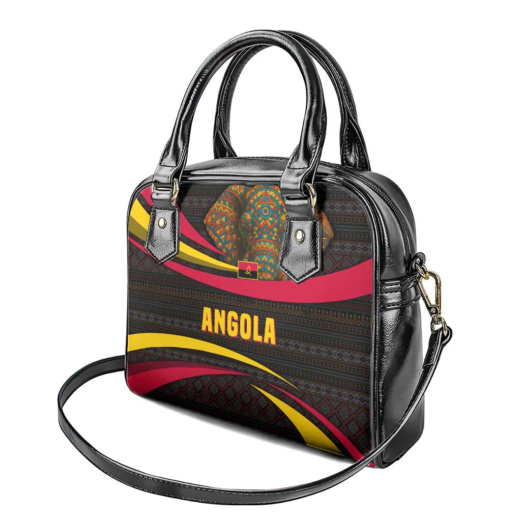 Angola Shoulder Handbag Red Black Yellow Tribal and Elephant - African Pride