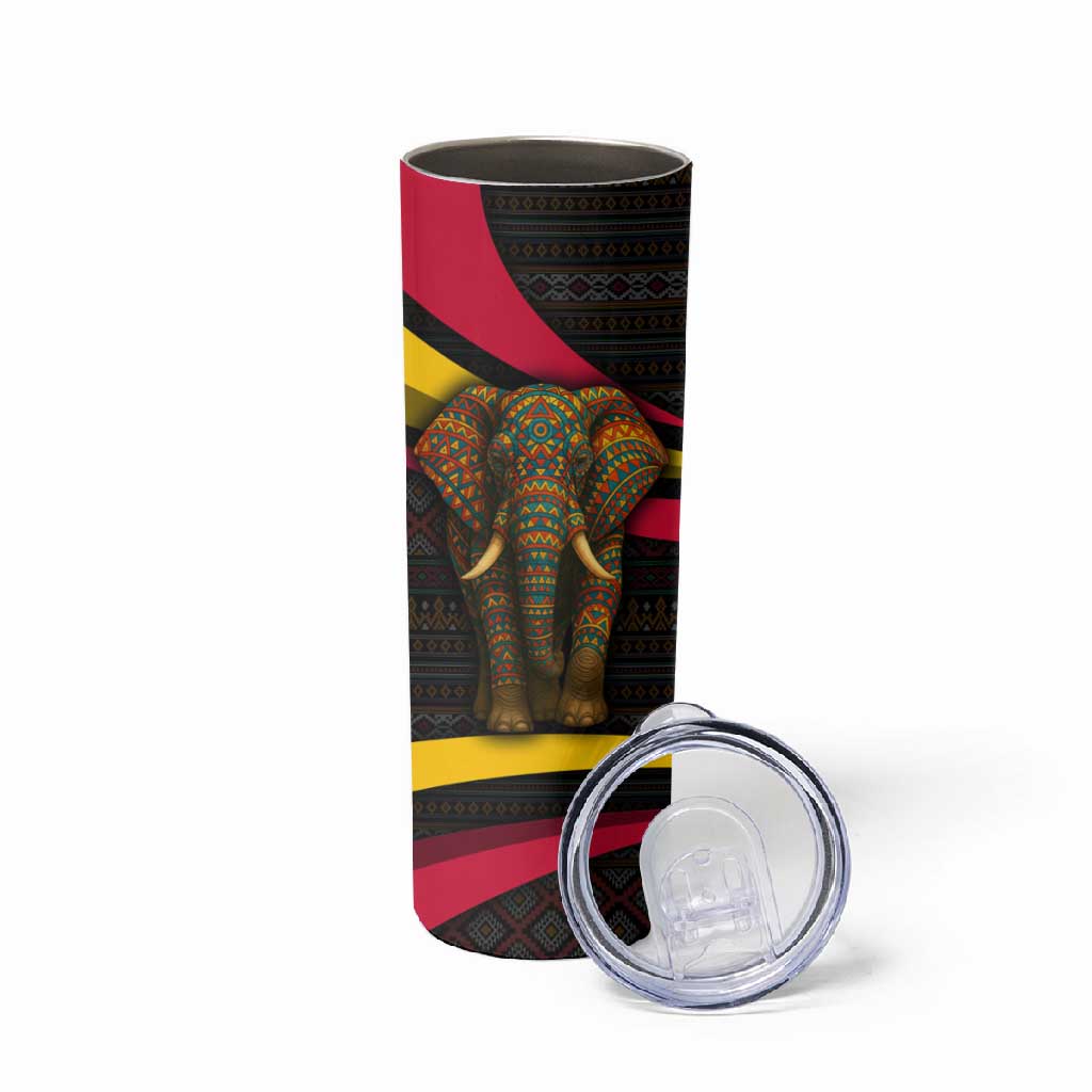 Angola Skinny Tumbler Red Black Yellow Tribal and Elephant - African Pride
