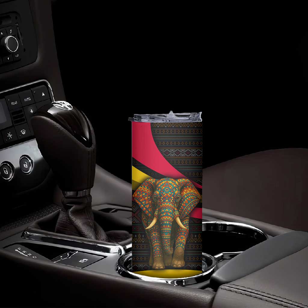 Angola Skinny Tumbler Red Black Yellow Tribal and Elephant - African Pride