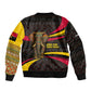 Angola Sleeve Zip Bomber Jacket Red Black Yellow Tribal and Elephant - African Pride