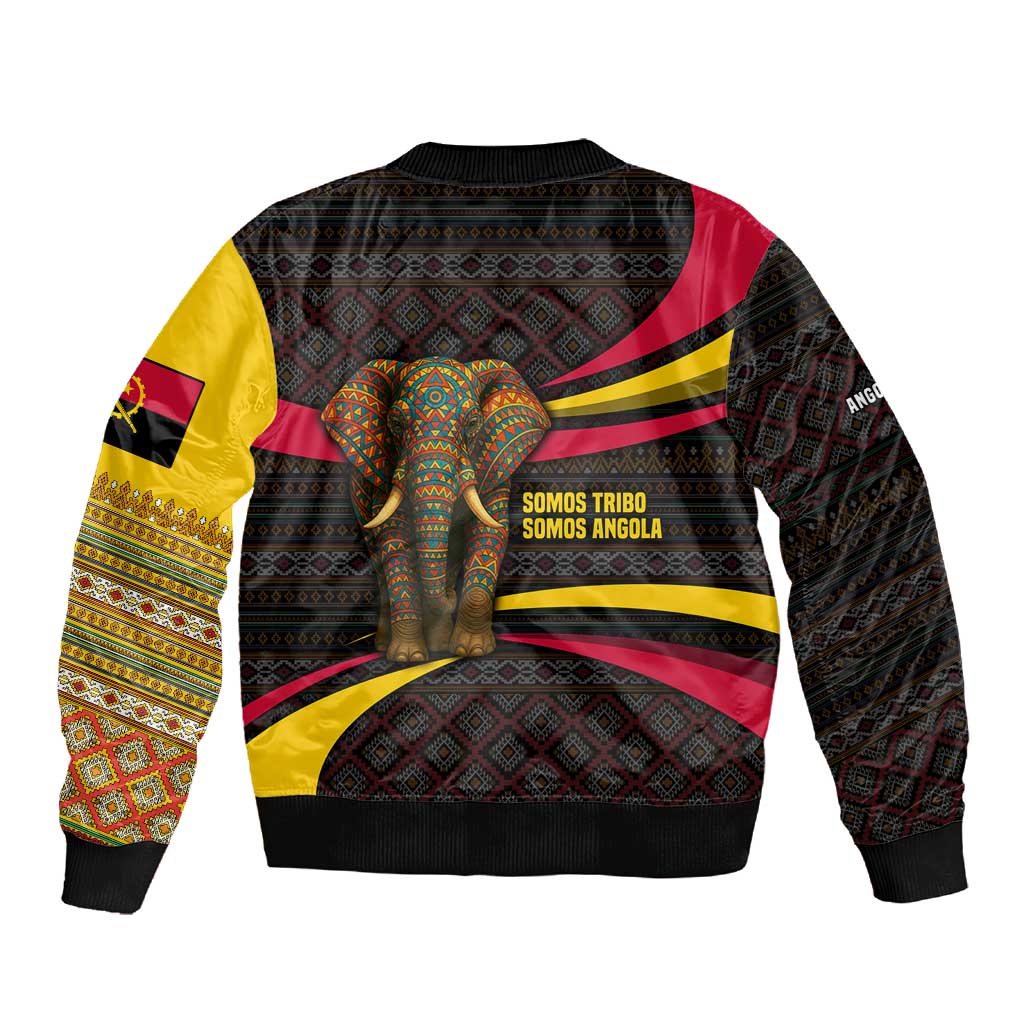 Angola Sleeve Zip Bomber Jacket Red Black Yellow Tribal and Elephant - African Pride