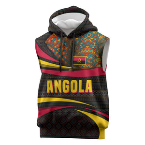 Angola Sleeveless Hoodie Red Black Yellow Tribal and Elephant - African Pride